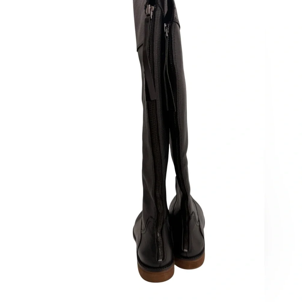 Franco Sarto Womens Over the Knee Boots Black Size 7.5 Zip Up Leather